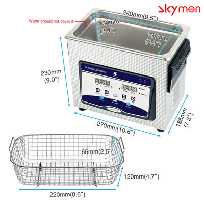 디지털 타이머와의 핸드피스 스테인레스 강 초음파 세척기 3L 40Khz 120W